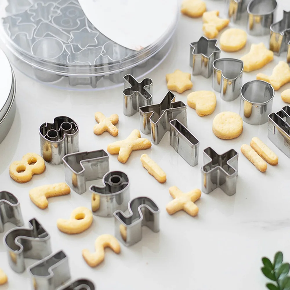 26pcs Stainless Steel Baking Mold Durable Metal Mini Size Chocolate Number Mold Digital Geometry Number Pattern Mould