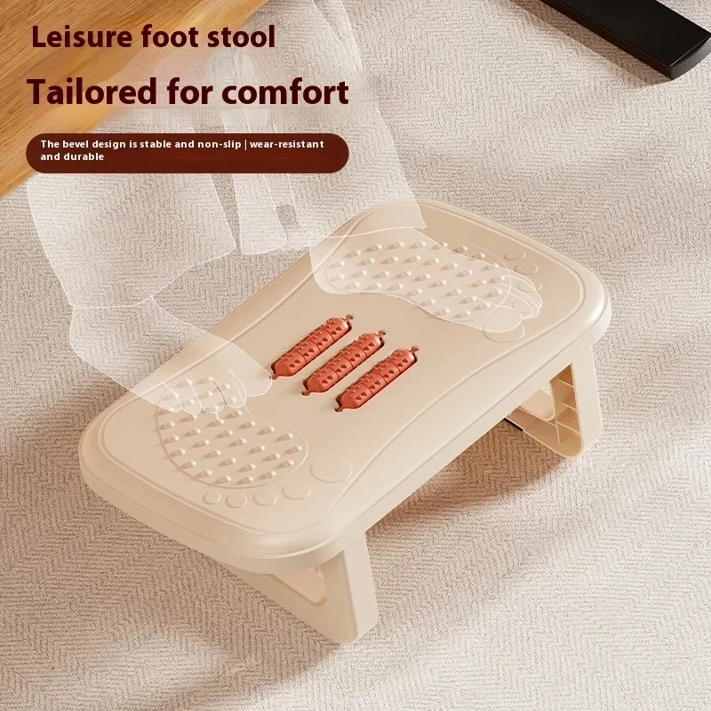 Portable Under Desk Foot Rest Ergonomic Stool with Massage Rollers for Home Office Fast Ship image 2