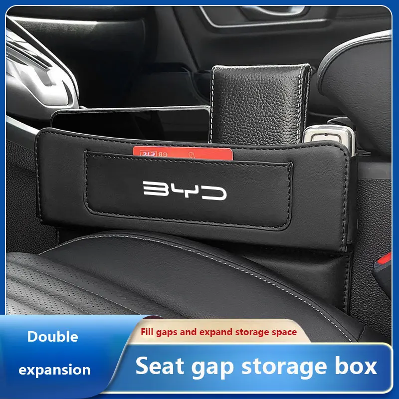 Leather Car Seat Crevice Storage Box Slit Gap Filler For BYD Song Qin Han EV Tang DM 2018 PLUS Song Pro MAX Yuan Car Accessories