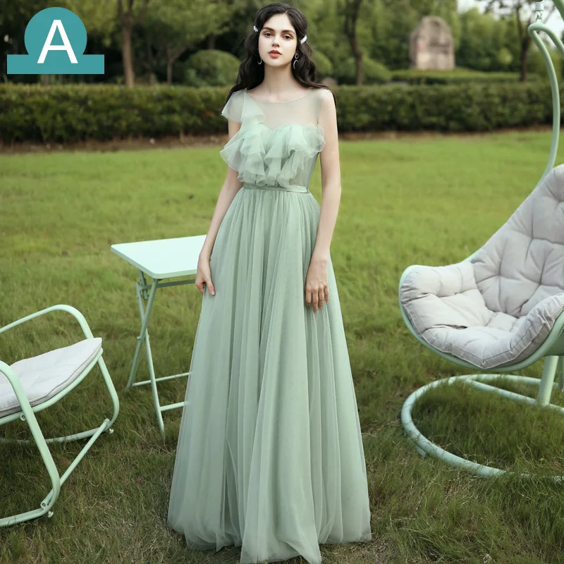 Reject Return J128 Formal Green Dresses Women Prom Gowns for Party Robe Special Occasion Floor Length Bridesmaid Dress