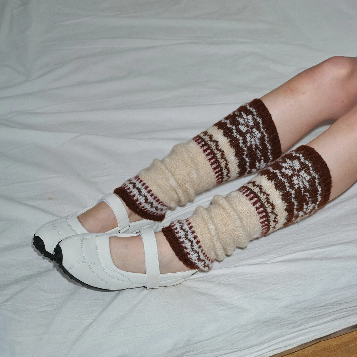 Женские гетры из смесовой шерсти Fair Isle, зимние толстые гетры в стиле ретро с напуском в стиле трубки