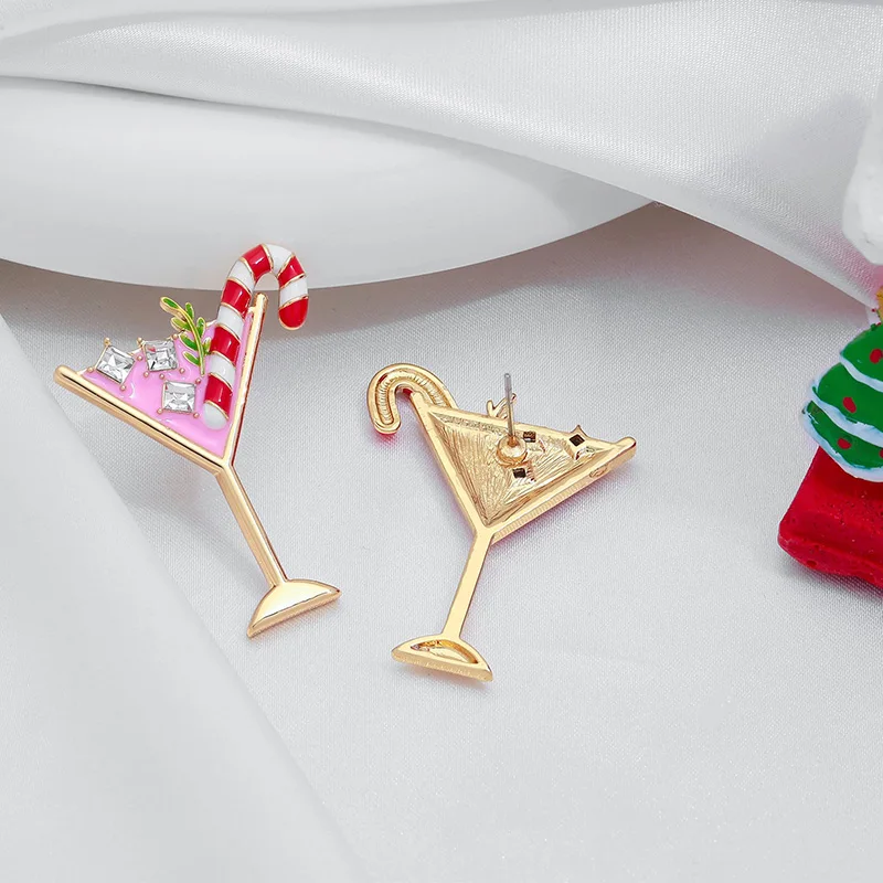 أقراط عيد الميلاد للنساء لقضاء عطلة مارتيتي زجاجية متدلية ملونة على شكل قصب حلوى يهتف عيد الميلاد إكسسوار لطيف للهدايا المتألقة