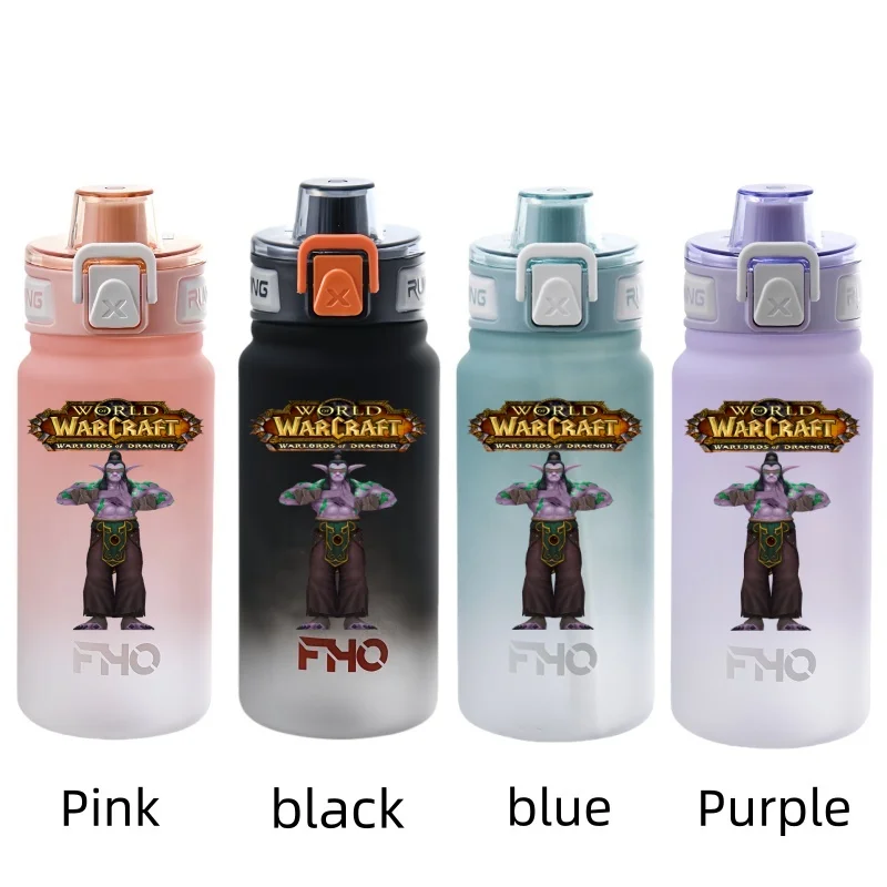 World of Warcraft 750ml Game Characters Portable Water Cup Large Capacity Outdoor Plastic Leak-proof Water Bottle Children\'s