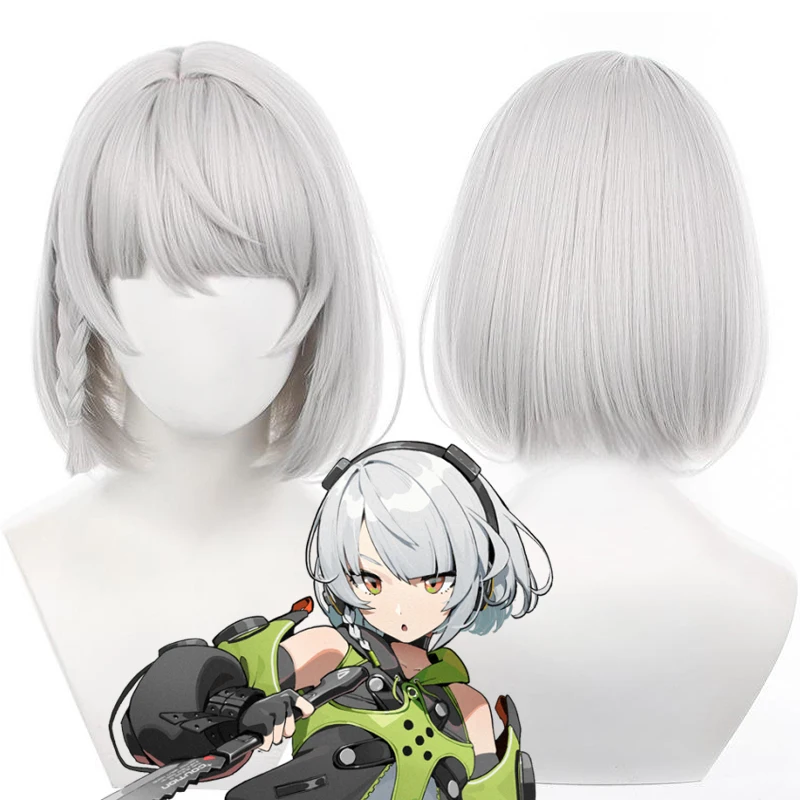 

Game Zenless Zone Zero Anby Demara Cosplay Wig Women Silver White Short Hair Heat Resistant Synthetic Wigs Halloween Prop