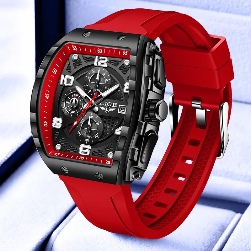 

Мужские часы LIGE Fashion Top Brand Luxury, водонепроницаемые, спортивные, квадратные, кварцевые, с хронографом, наручные часы для мужчин, Relogios Masculino