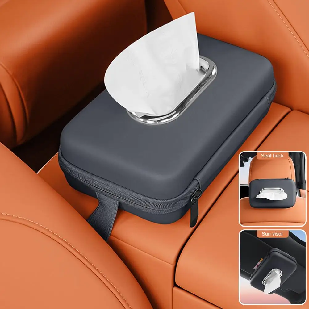 Universal Car Tissue Holder - Nappa Leather Backrest Hanging Napkin Case for BMW Audi Nissan Jeep, Interior Storage Organizer
