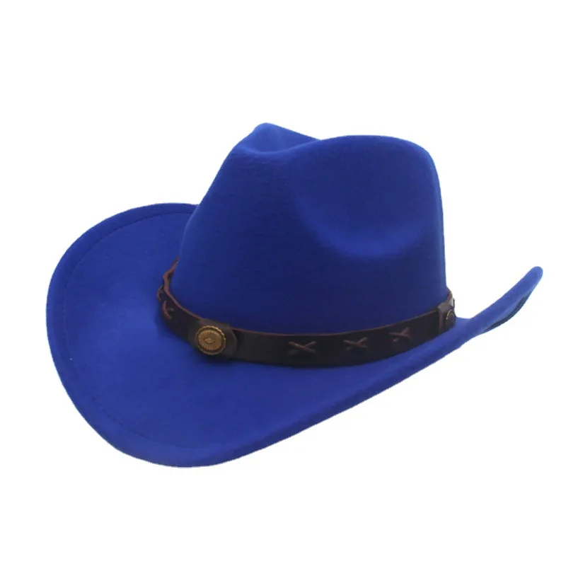 Vintage Western Wool Felt Cowboy Hat – Curved Brim Jazz Fedora for Men and Women, Autumn Winter Party & Performance Hat