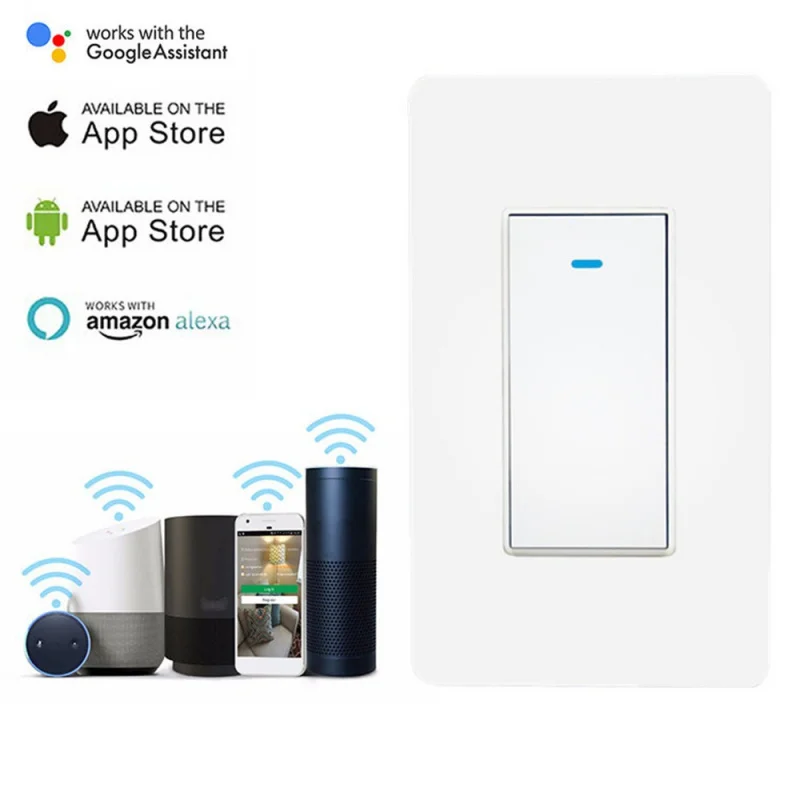 Tuya smart switch WiFi wall mounted touch glass panel wireless European and American standard voice control application APP