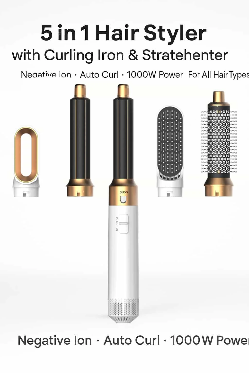 5 في 1 فرشاة مجفف الشعر ومجموعة أدوات تصفيف الشعر المهنية مشط الهواء الساخن مكواة تجعيد مكواة فرد الشعر لتكثيف وتصفيفه