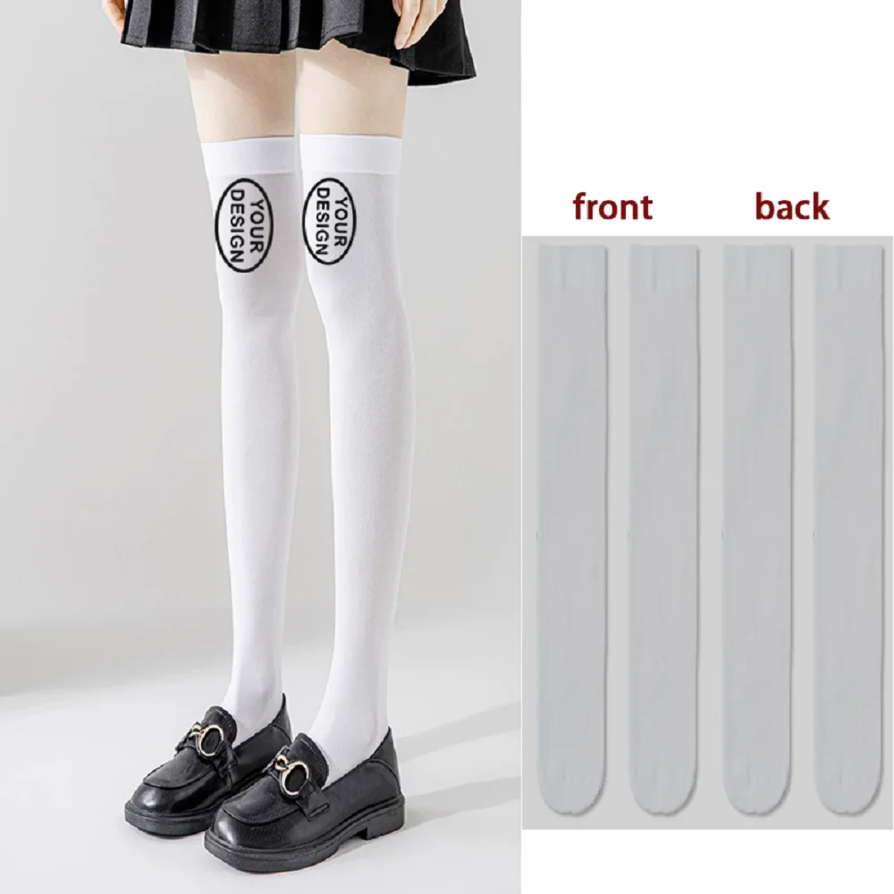 Custom Print Women Thigh High Socks Personalized Photo Logo Customized Over Knee Stockings Cosplay Party Long Hosiery  New