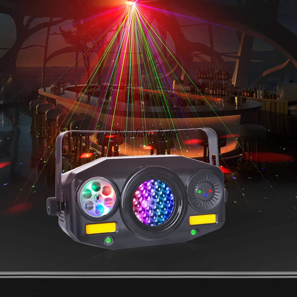 Kaleidoscope Effect LED Party Lights 8X3W Pattern LED Stage Light Sound Activated DJ Lazer Light LED Strobe Lights for Disco KTV