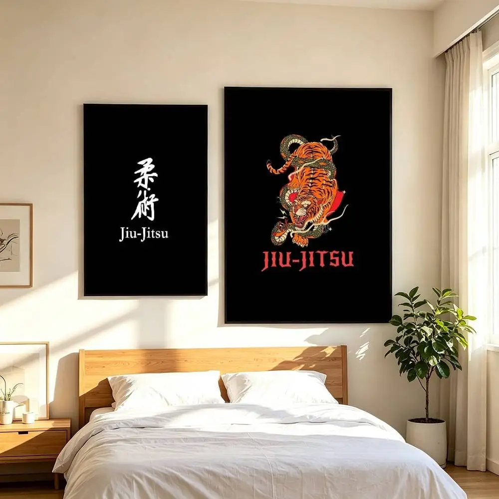 B-Brazilian Jiu-Jitsu Graphic  Poster Waterproof Wall Art Sticker For Bar Living Room Vintage Decor High Quality Print Gift