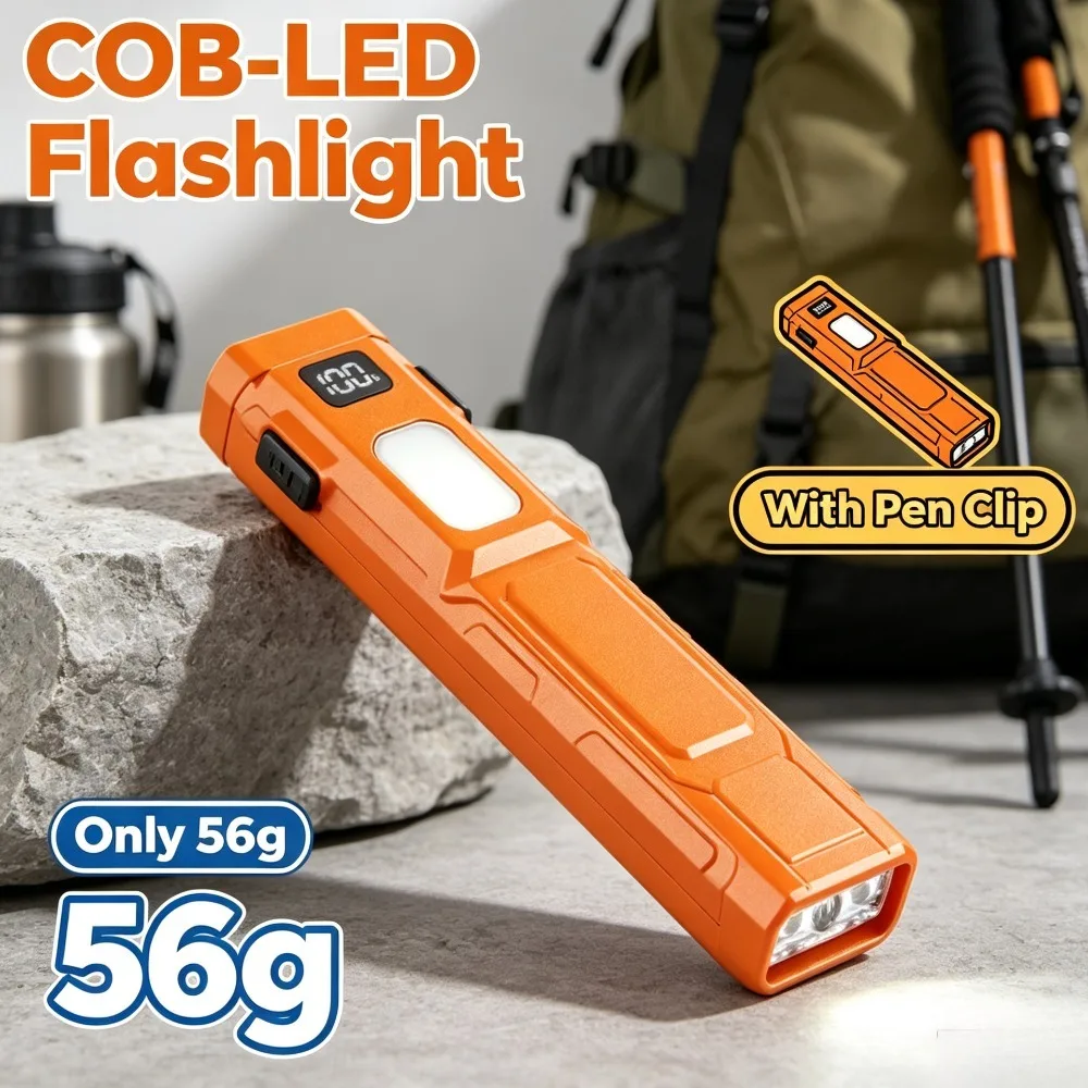 Lampe de poche LED COB EDC avec clip de stylo, torche de poche à forte luminosité et longue durée de vie, idéale pour le camping en plein air et les urgences quotidiennes.