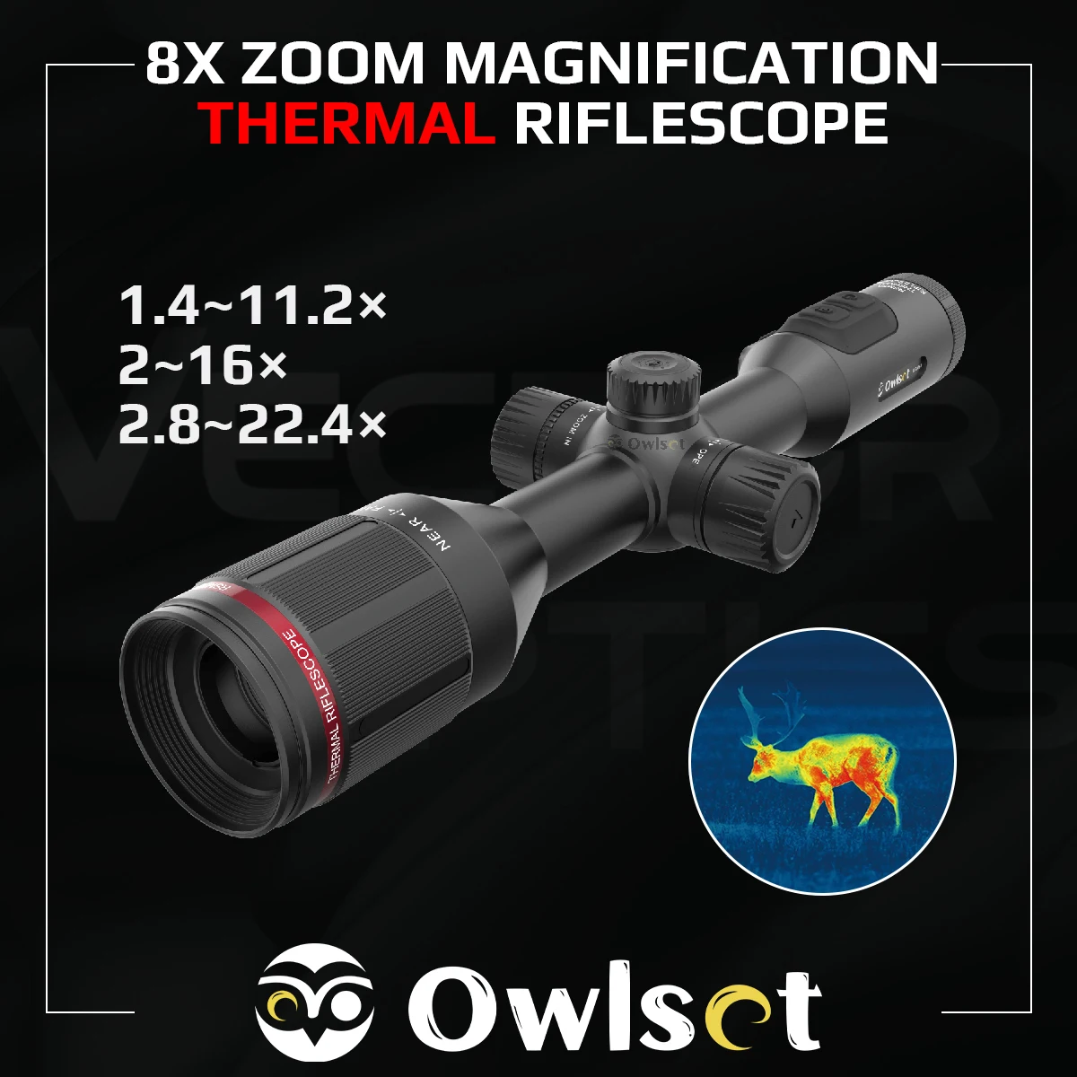 Owlset 4X Zoom Magnification Thermal Imaging Riflescopes With WIFI Connection & 10H Battery Runtime IP67 Waterproof For Hunting