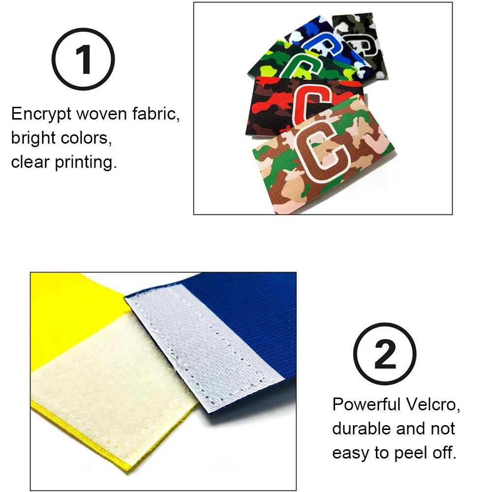 ฟุตบอลพรางปลอกแขนกัปตัน C วงแขนผู้นําเกมสําหรับการแข่งขันฟุตบอลกลุ่มการฝึกอบรมของขวัญ