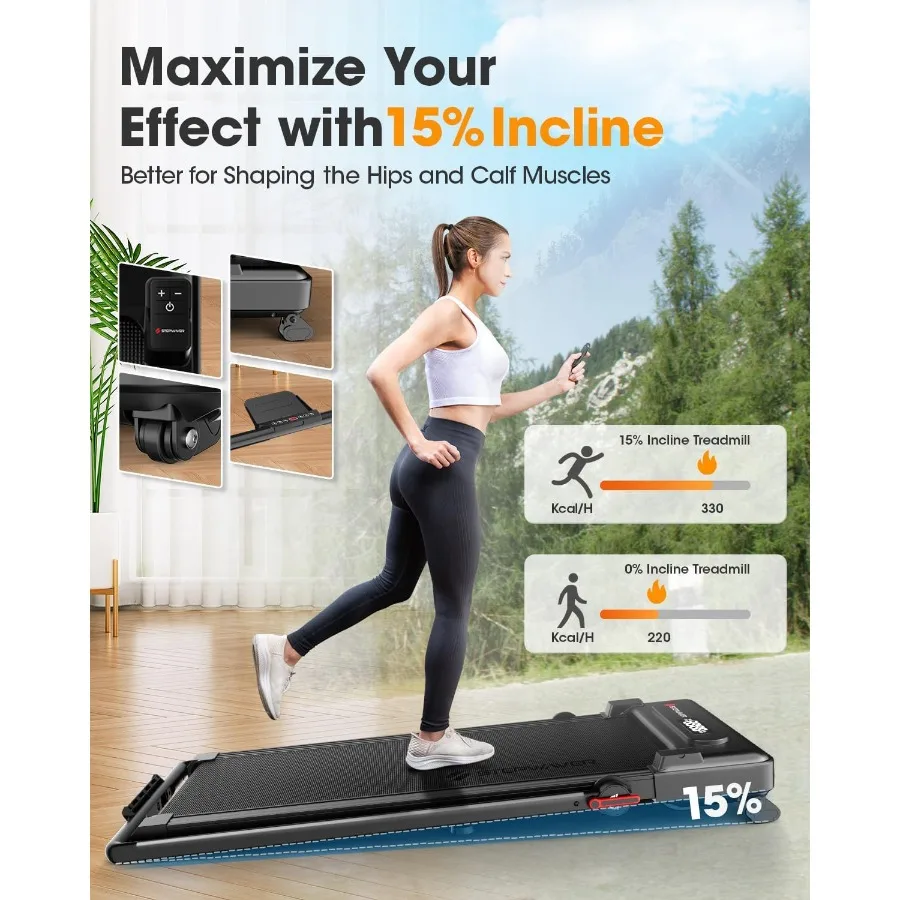 Большая прогулочная площадка с ручкой, расширенный беговой ремень 17 дюймов, беговая дорожка с наклоном 15%, 7,6 миль в час, беговая дорожка мощностью 3,0 л.с.