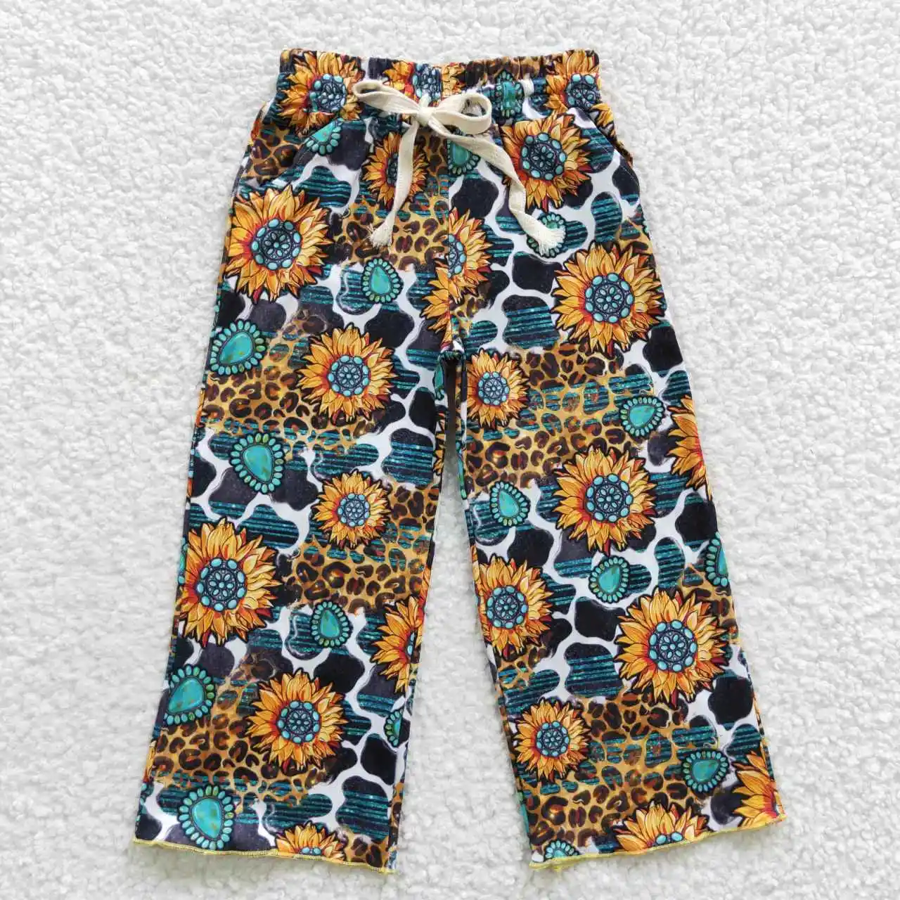 

8.11 P0138 Teenagers Girls Clothes Boutique Baby Summer Milk Silk Kids Pants With Belt