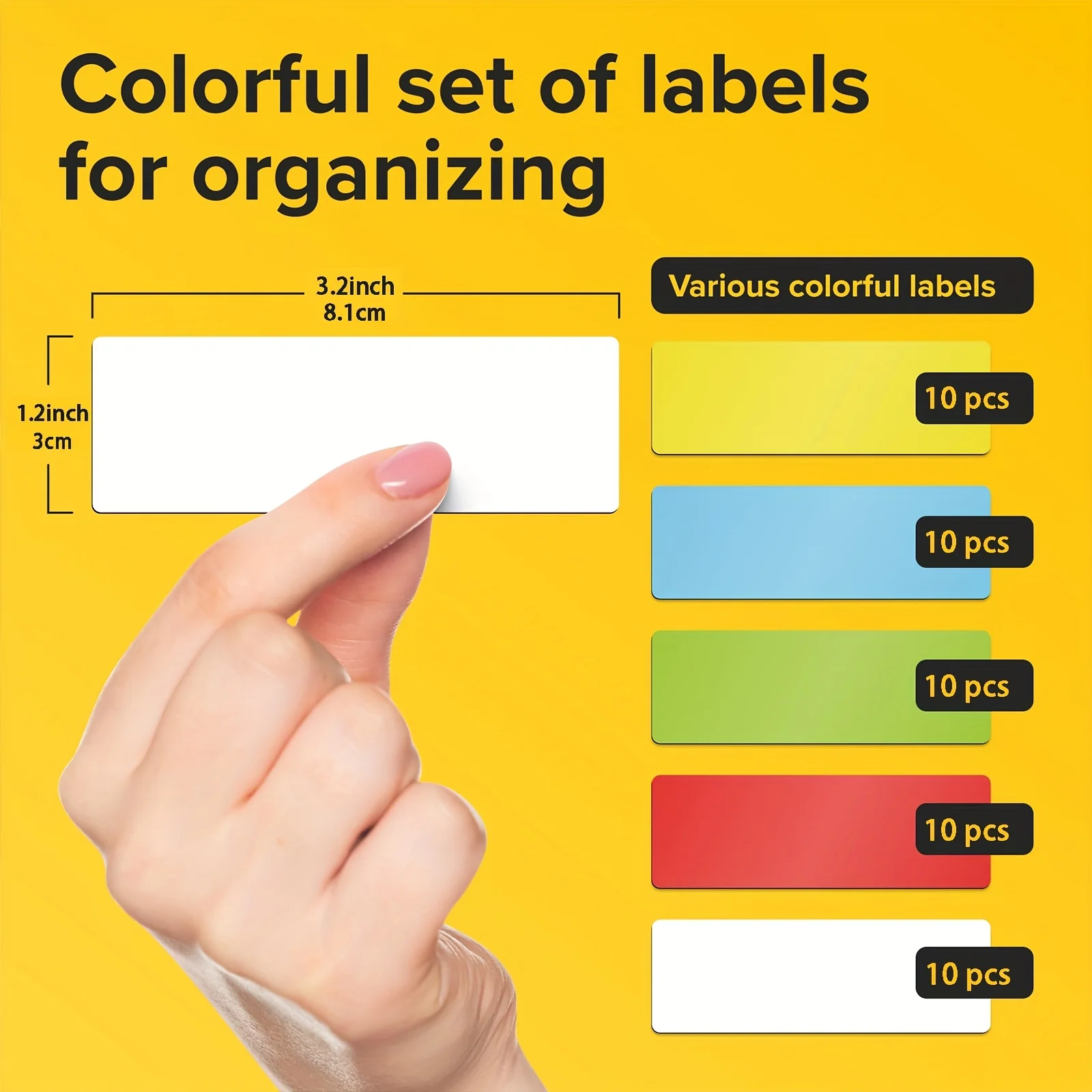 50 Pieces 1.2"x3.2" Magnetic Labels, Waterproof Strips for Fridge Home Office Garage Refrigerator Blank Writable Cards Colored