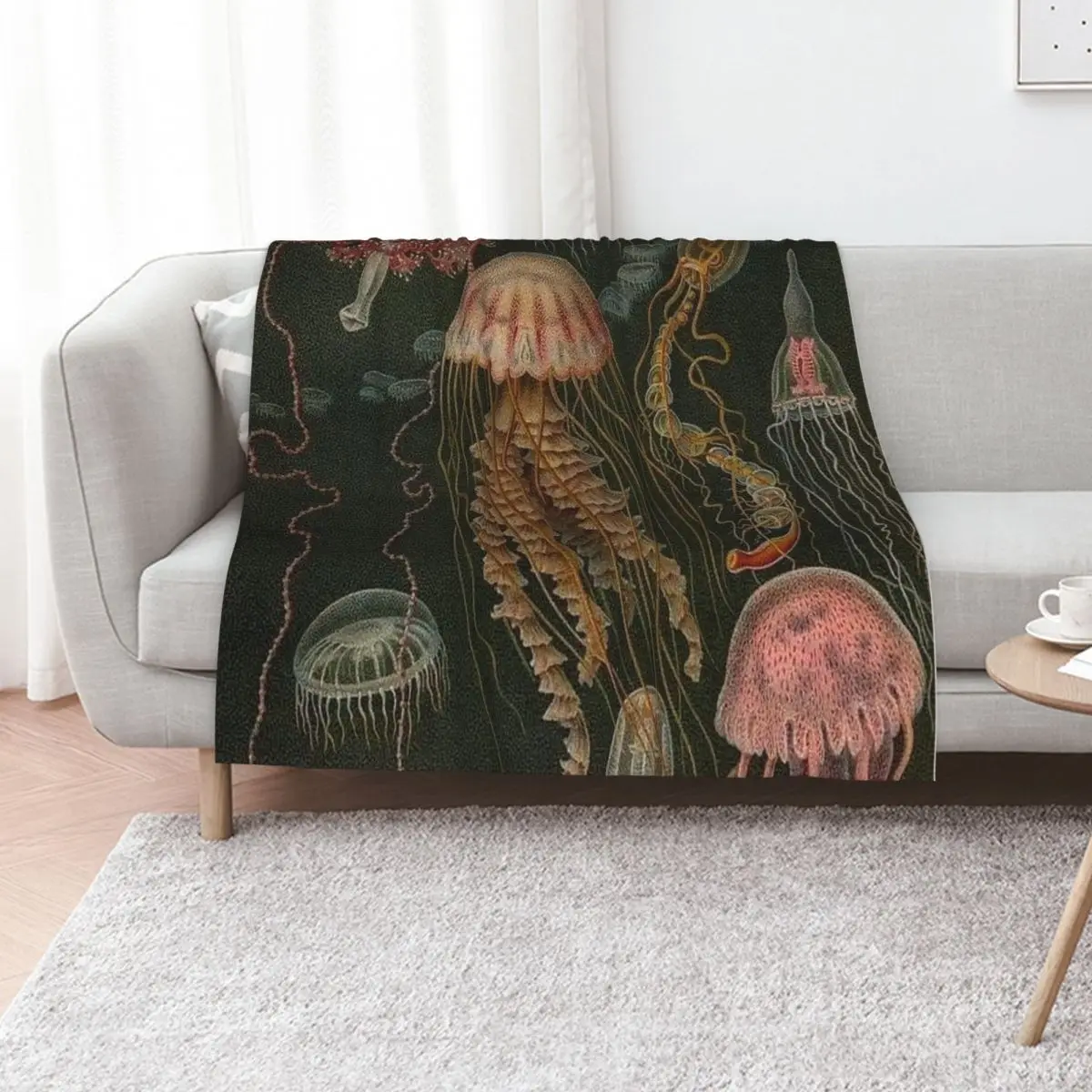 Dark Jellyfish Poster Throw Blanket Picnic Flannels Flannel Fabric anime Decorative Throw Blankets For Baby Blankets