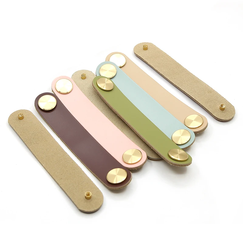 Maniglie per mobili in pelle nordica manopole per cassetti in ottone antiruggine Soft Locker Pull Chidren Baby Living Room Decoration maniglie per porte