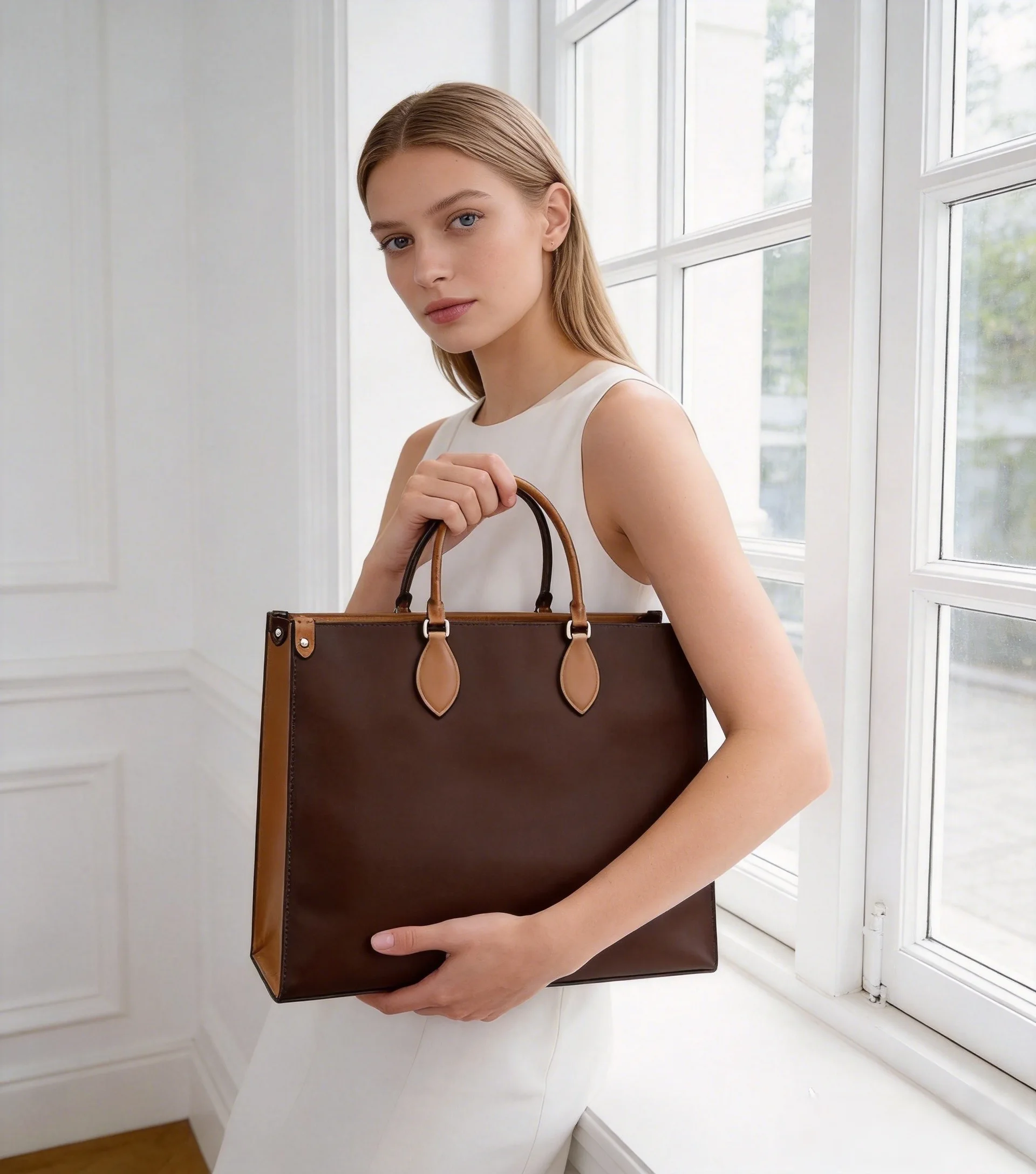 Leatherwork Hardware - Premium PU Leather Top Handle Bag