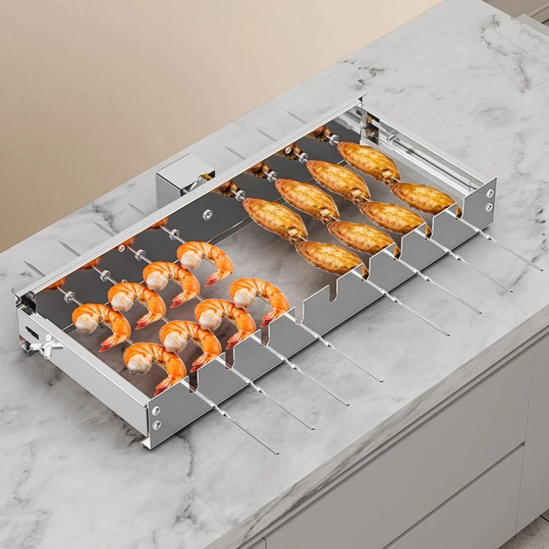 Automatic BBQ Rotating Rack Adjustable Width Rolling Skewer Machine Barbecue Accessories Outdoor Party Supplies