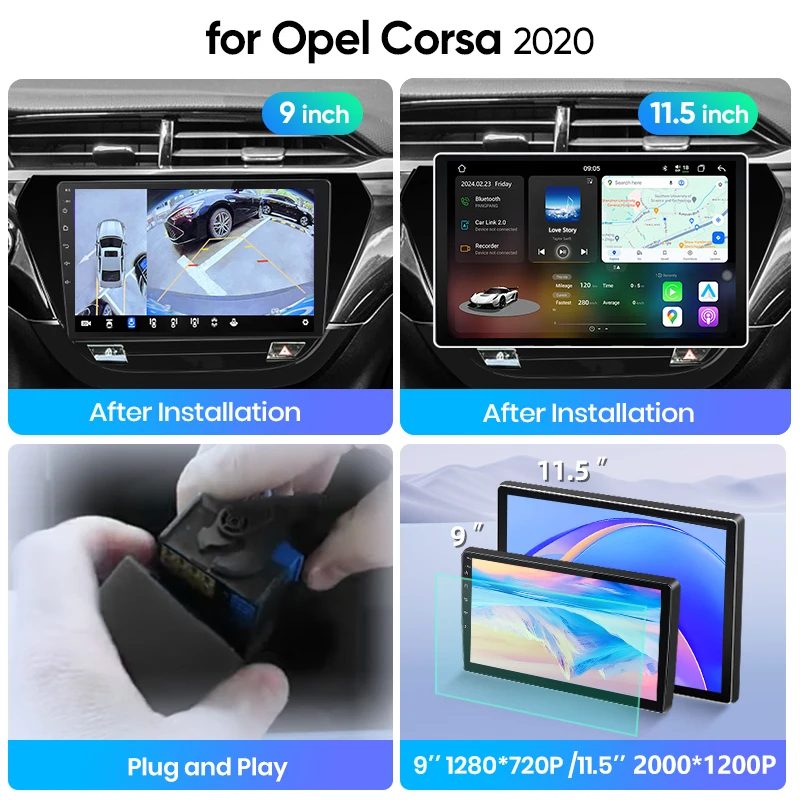 Radio para Auto Junsun con CarPlay Inalámbrico y Android Auto para Opel Corsa F 2019-2023, 2DIN, GPS, Navegador, Reproductor Multimedia, DSP, BT, FM, RDS, WiFi, 4G, Mirror Link, Control del Volante, Pantalla Táctil, Unidad Principal Estéreo para Auto, Sistema de Navegación Actualizado 4