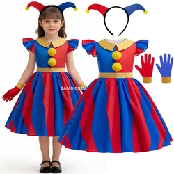 Pomni Cosplay Costume Anime The Amazing Digital Circus Cartoon Uniform Hat Gloves Halloween Party for Girls Boys Costumes