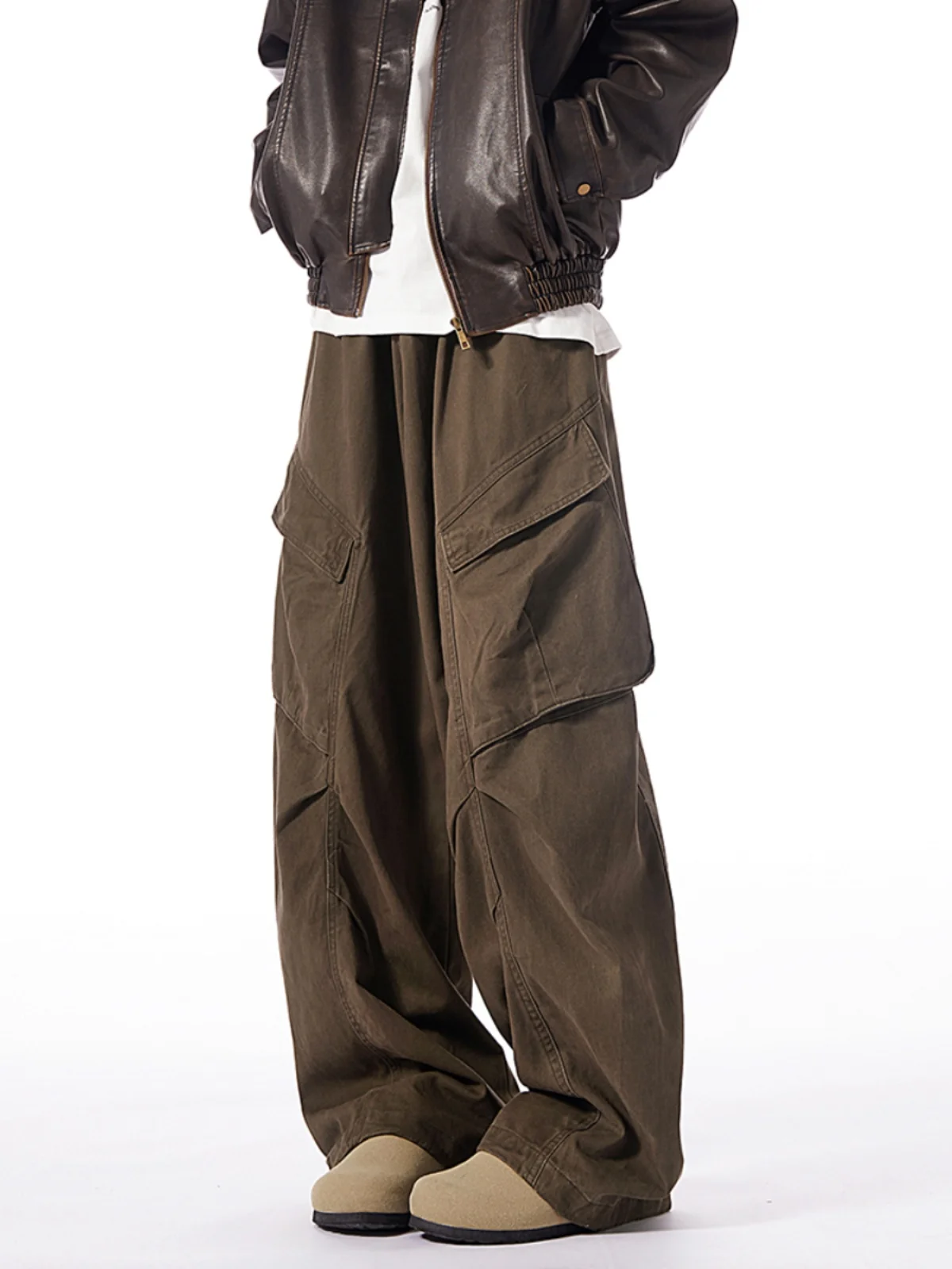 

Мужские рабочие брюки American Sle Worn Brown, осенне-зимние, модные, в стиле High Street, Cleanfit, широкие брюки, молодежные повседневные хлопковые брюки