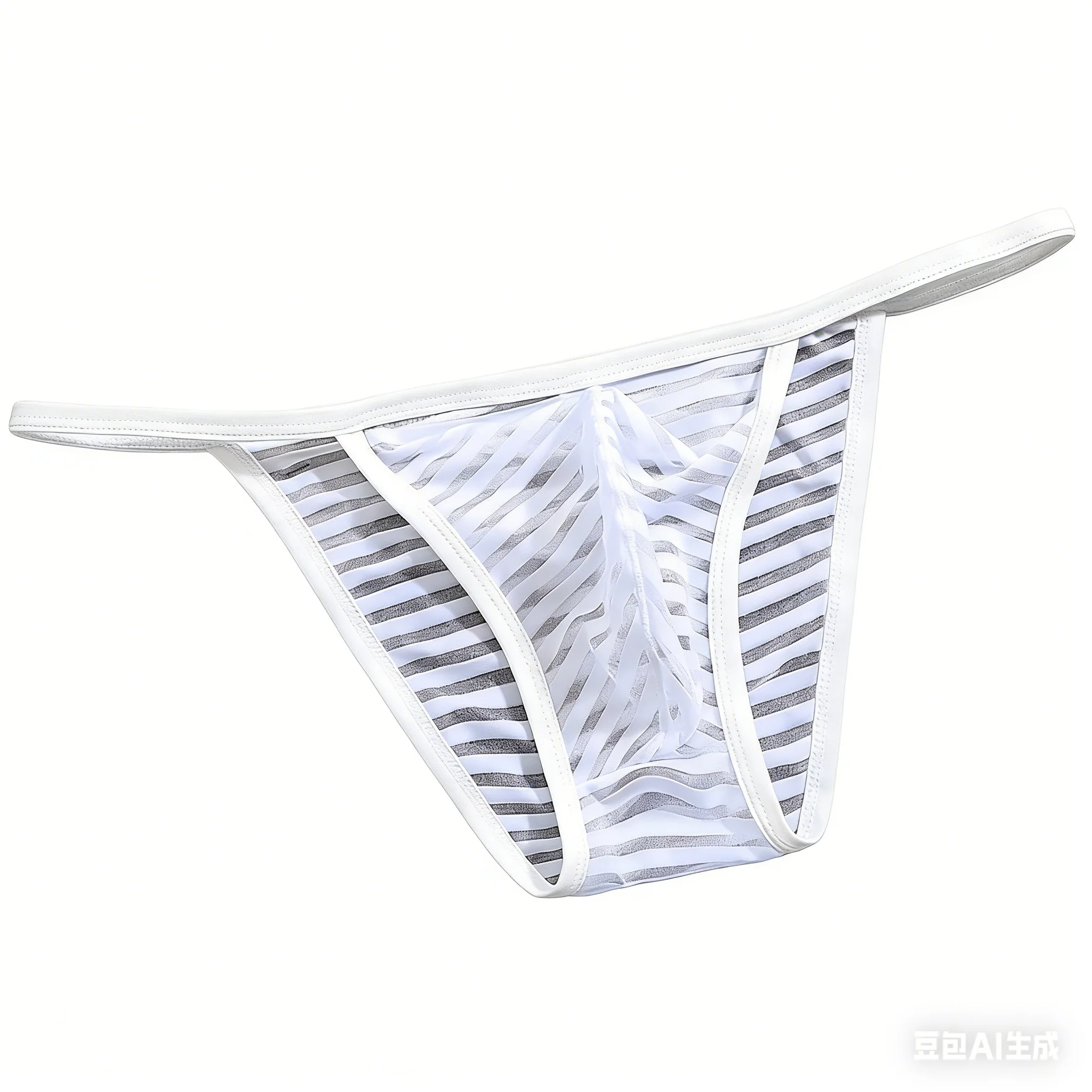 Men's Sexy Briefs Underwear Striped Mesh Transparent Ice Silk Quick Dry Thin Tangas Gays Erotic U Convex Pouch High Fork Mankini
