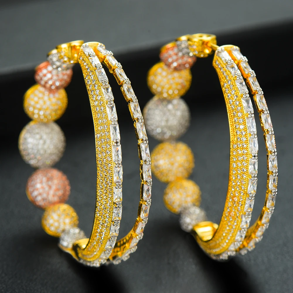 Missvikki Original Luxury Dubai Style Charm Hoop Earrings For Women Wedding Party Shiny Earrings Gift High Quality Accessories