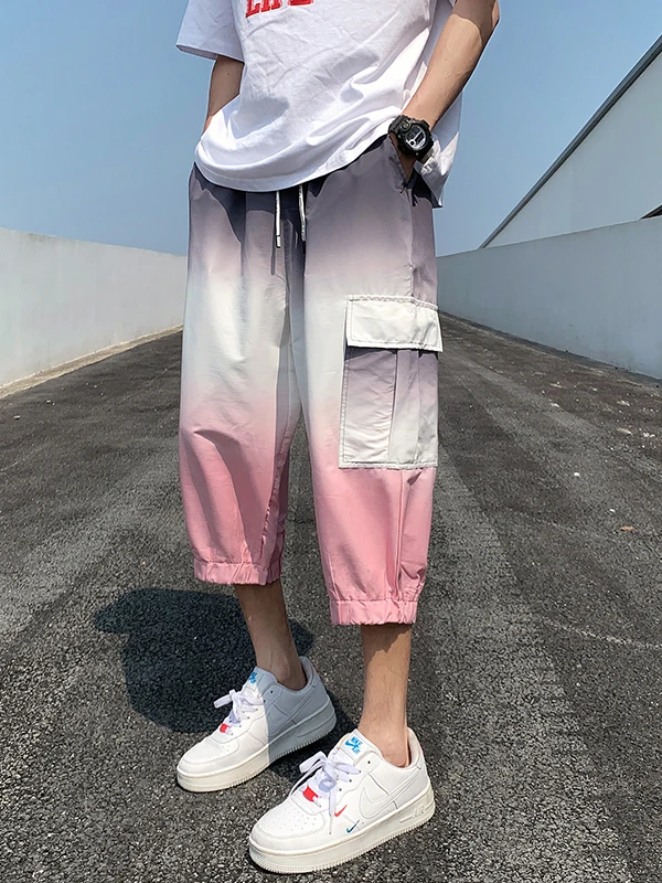 

Gradient Men's Shorts Summer Thin Oversize Sporty Knee-Length Seven-Point Pants Cool Handsome Trendy Brand Cuffed Harlan Pants
