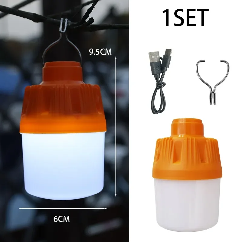 Outdoor LED Lantern Night Lights Portable Electric Lamp Camping BBQ Tent Battery Bulb USB Rechargeable Emergency Search Lighting