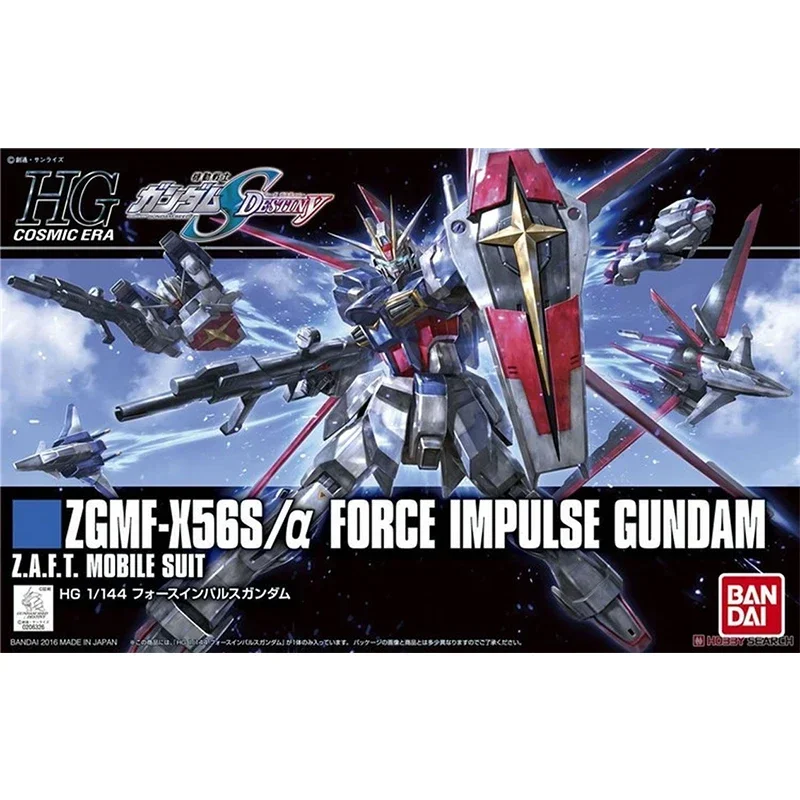 Spot Bandai Original Gundam Model Kit Anime Figure HGCE 198 1/144 ZGMF-X56S Force Impulse Action Figures Toys Gifts for Children