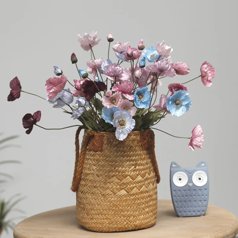 1pc Artificial Poppy Flowers Bouquet Silk Fake Flowers Home Decor Garden Marriage Party Wedding Decoration DIY Vase Accessories