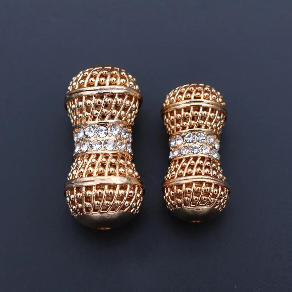 10pcs Crystal Nigerian Beads For Women Bridal Dubai African Gold Color Earrings Indian Wedding Party Jewelry Set Making