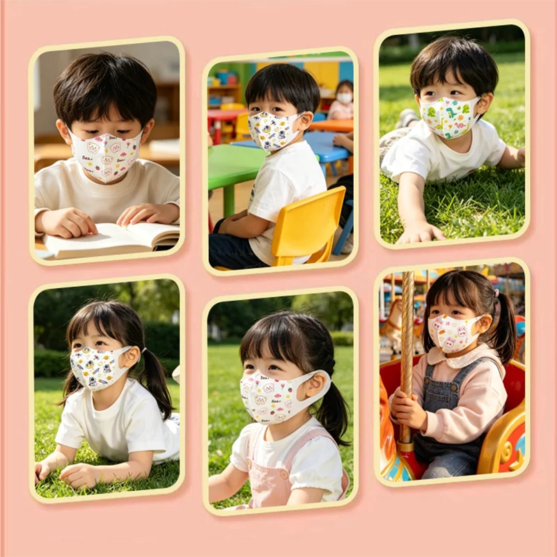 30 Disposable cartoon Printed Masks, Individually Packaged, Soft and Skin Friendly, Elastic Ear Hooks, Suitable for 0-4 Years Ol