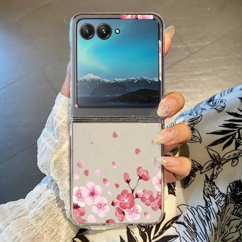 Hard PC Folding Case For Motorola Razr 50 40 Ultra Razr 40 Ultra 50 40 Bow Tie Roses Flowers Transparent Shockproof Phone Cover