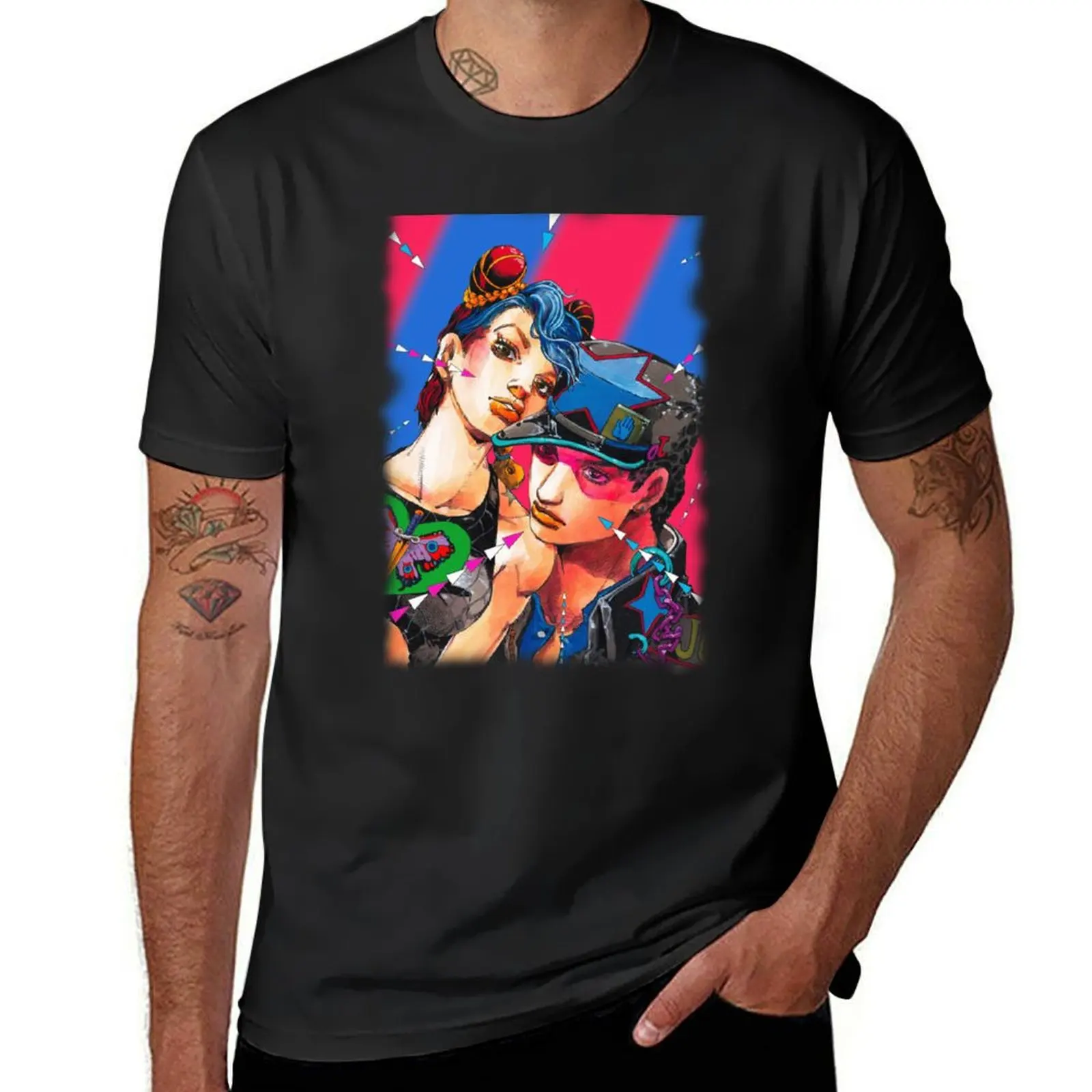 StoneOcean Part 6 Jolyne, Jotaro T-Shirt anime summer clothes tops plain black t shirts men