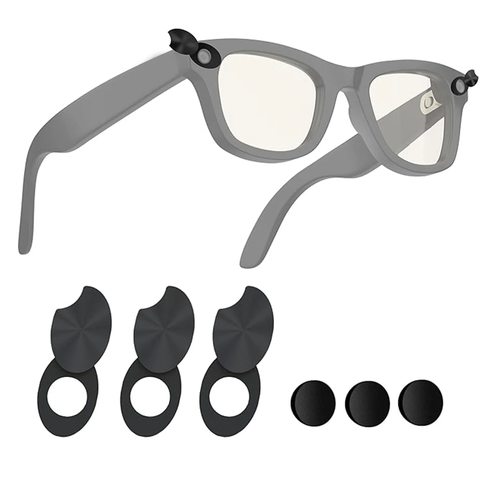 Smart Glasses LED Light Blocking Stickers Fit for Meta Sliding Reusable Adhesive Eyeglass Camera Cover Black