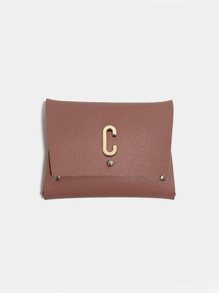 Customized Personalized Customer Name Women's Chic PU Coin Purses Daily Essential with Elegance Artistic Metal Decor