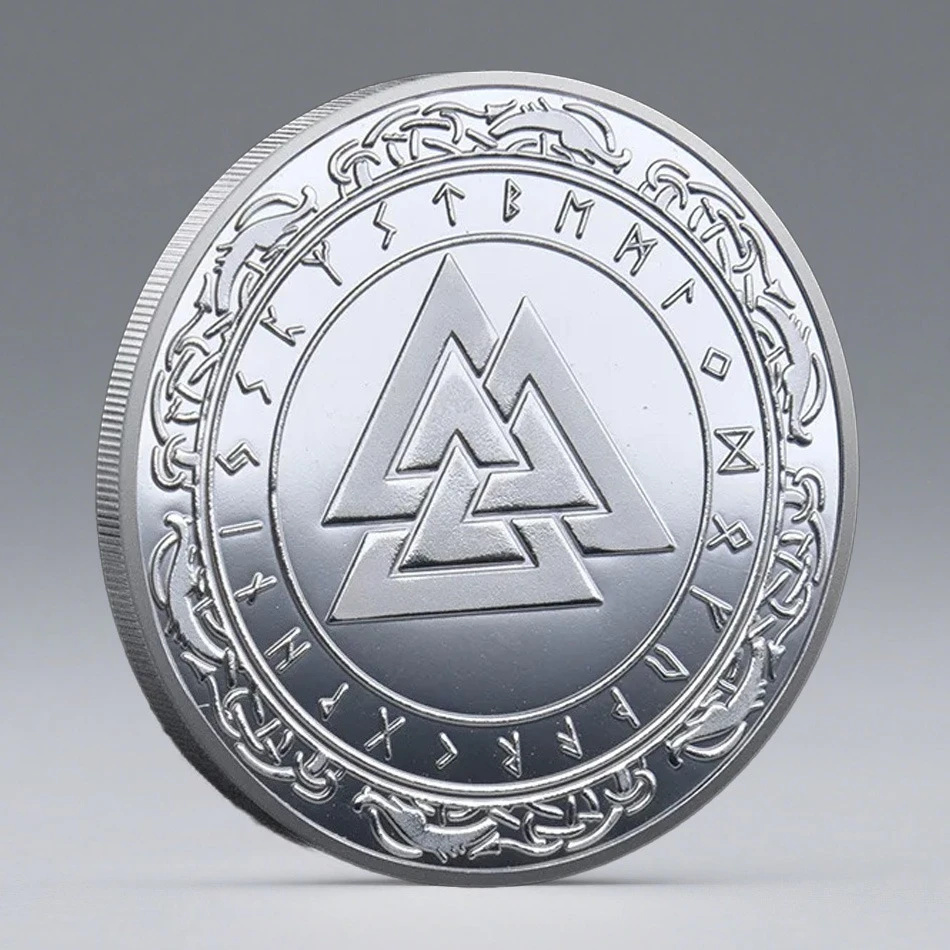 Viking Odin Ride Sleipnir Rune Silvery Plated Souvenir Coin Medallion Virtual Collection Coins