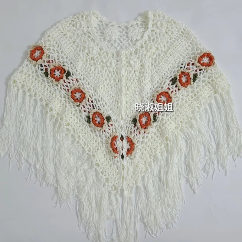 TIYIHAILEY Shawl New Vintage Sleeveless Coat Spring And Autumn Outerwear With Tassels Cloak Loose Tops Winter 2025 Knitting