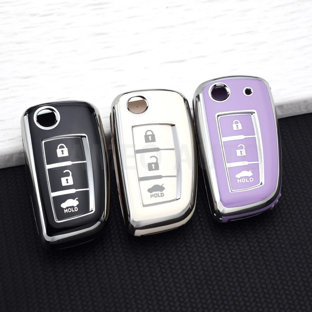 TPU Car Folding Key Case Cover Fob For Nissan Qashqai X-Trail Kicks Juke Micra Altima Maxima Tiida Murano Key Chain Set Parts