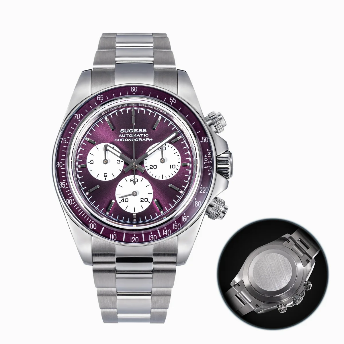 Sugess Chronograaf Horloge van Mens Peacock SL4801 Beweging Automatisch Mechanisch Horloge Waterdicht Saffierkristal Bezel S473