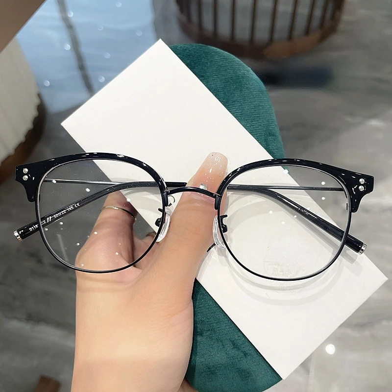 

Round Half Frame Finished Myopia Glasses Men Women Blue Light Blocking Computer Eyeglasses Ladies Luxury Trendy Diopter Eyewear