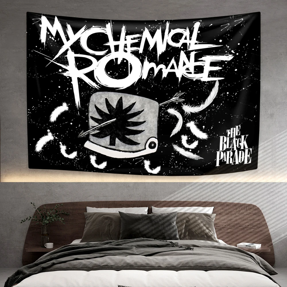 Punk Music Band Tapestry My Chemical Romances Home Decoration Bedroom Dormitory Wall Hanging Background Cloth Concert Decor