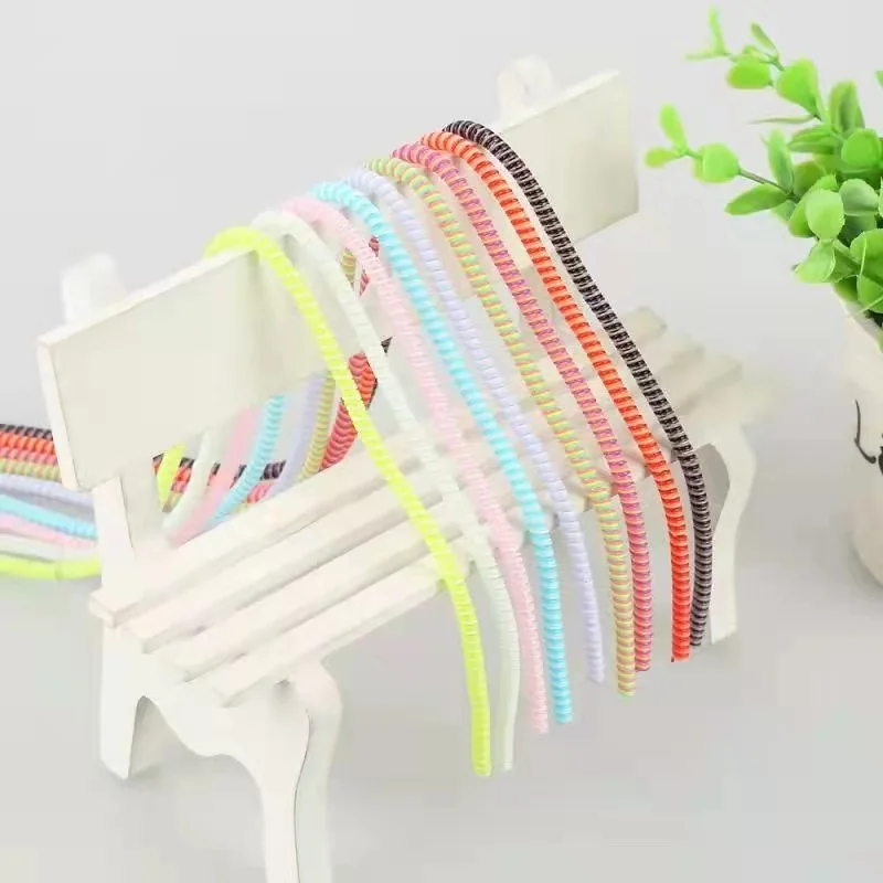 1.4M TPU Spiral USB Charging Cable Protector for iPhone 16 Samsung Huawei Plating Color Earphone Cord Protection Cable Winder view 3