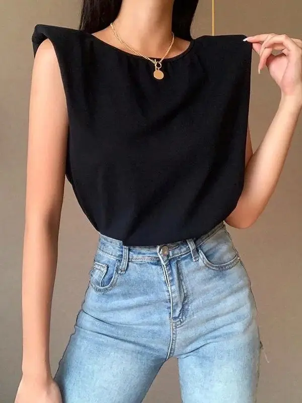 

Faionable Women's Summer Blouses Svel O-Ne Cleanfit Sle Poly Fabric A-Sve ort Length Thin Model for Ladies