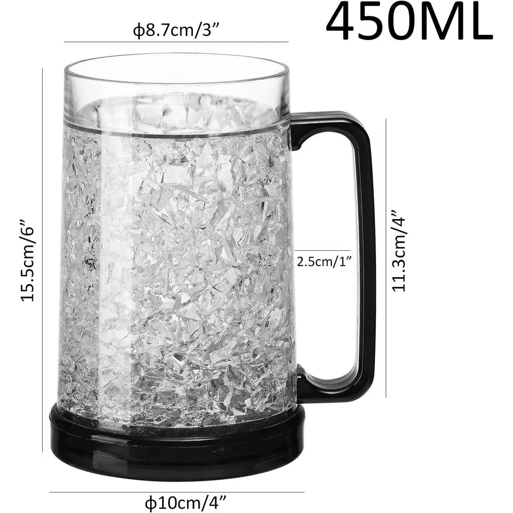 Double Wall Gel Rosti Ice Mugs, Clear 16oz, Set of 1, Black